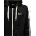 EA7 EMPORIO ARMANI FELPA FULL ZIP CON CAPPUCCIO BLACK IN MISTO COTONE RICICLATO ASV CON LOGO LETTERING WHITE