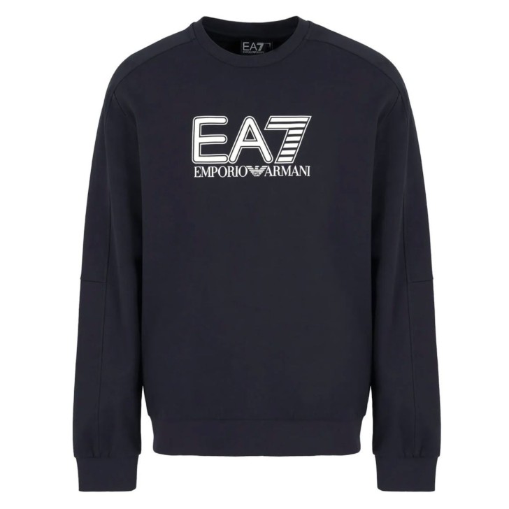 EA7 EMPORIO ARMANI FELPA BLU DA UOMO CON LOGO LETTERING 