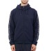 EA7 EMPORIO ARMANI FELPA FULL ZIP BLUE CON CAPPUCCIO E BANDE CON LOGO LETTERING WHITE	