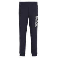 EA7 EMPORIO ARMANI PANTALONE JOGGER IN MISTO COTONE BLUE CON LOGO LETTERING STAMPATO WHITE 