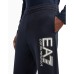 EA7 EMPORIO ARMANI PANTALONE JOGGER IN MISTO COTONE BLUE CON LOGO LETTERING STAMPATO WHITE 