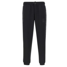 EA7 EMPORIO ARMANI PANTALONE JOGGER BLACK CON LOGO LETTERING E BANDE CON LOGO LETTERING	