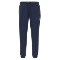 EA7 EMPORIO ARMANI PANTALONE JOGGER BLUE CON LOGO LETTERING E BANDE CON LOGO LETTERING 