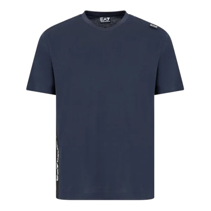 EA7 EMPORIO ARMANI T-SHIRT IN COTONE A MANICA CORTA BLUE