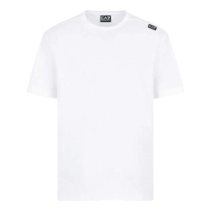 EA7 EMPORIO ARMANI T-SHIRT REGULAR FIT A MANICA CORTA WHITE A GIROCOLLO IN JERSEY DI COTONE	