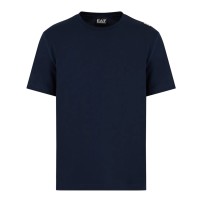 EA7 EMPORIO ARMANI T-SHIRT REGULAR FIT A MANICA CORTA BLUE A GIROCOLLO IN JERSEY DI COTONE  