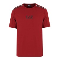 EA7 EMPORIO ARMANI T-SHIRT A MANICA CORTA BORDEAUX IN MISTO VISCOSA STRETCH CON LOGO LETTERING