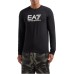 EA7 EMPORIO ARMANI MAGLIA A MANICA LUNGA IN COTONE BLACK CON LOGO LETTERING STAMPATO 