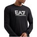 EA7 EMPORIO ARMANI MAGLIA A MANICA LUNGA IN COTONE BLACK CON LOGO LETTERING STAMPATO 