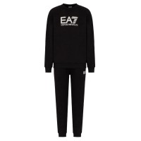 EA7 EMPORIO ARMANI TUTA COMPLETA IN MISTO COTONE BLACK CON LOGO LETTERING 