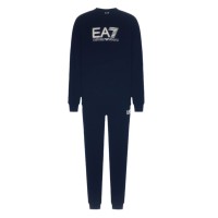 EA7 EMPORIO ARMANI TUTA COMPLETA IN MISTO COTONE BLUE CON LOGO LETTERING	