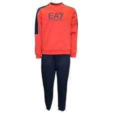 EA7 EMPORIO ARMANI TUTA COMPLETA IN MISTO COTONE ORANGE CON LOGO LETTERING	