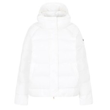 EA7 EMPORIO ARMANI BOMBER JACKET OVERSIZE WHITE CON CAPPUCCIO LOGO LETTERING ALL OVER TONO SU TONO 