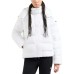 EA7 EMPORIO ARMANI BOMBER JACKET OVERSIZE WHITE CON CAPPUCCIO LOGO LETTERING ALL OVER TONO SU TONO 