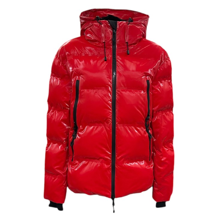 EA7 EMPORIO ARMANI BOMBER JACKET CON CAPPUCCIO LUCIDO RED 