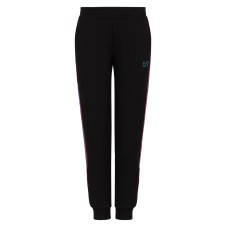 EA7 EMPORIO ARMANI PANTALONE JOGGER BLACK DYNAMIC ATHLETE IN TESSUTO TENICO NATURAL VENTUS7 CON BANDE CON LOGO LETTERING MULTICOLOR