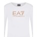 EA7 EMPORIO ARMANI MAGLIA A MANICA LUNGA WHITE IN COTONE STRECH CON LOGO LETTERING STAMPATO