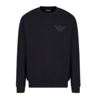 EMPORIO ARMANI FELPA BLACK IN MISTO COTONE CON LOGO AQUILA 