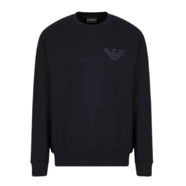 EMPORIO ARMANI FELPA BLACK IN MISTO COTONE CON LOGO AQUILA 