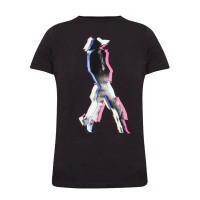 EMPORIO ARMANI T-SHIRT IN COTONE A MANICA CORTA BLACK CON STAMPA MULTICOLORE