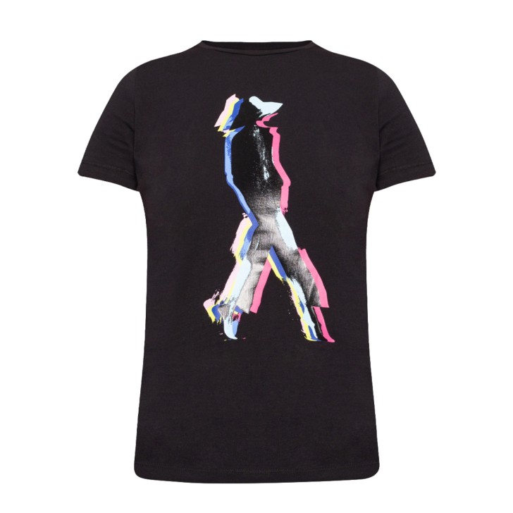 EMPORIO ARMANI T-SHIRT IN COTONE A MANICA CORTA BLACK CON STAMPA MULTICOLORE