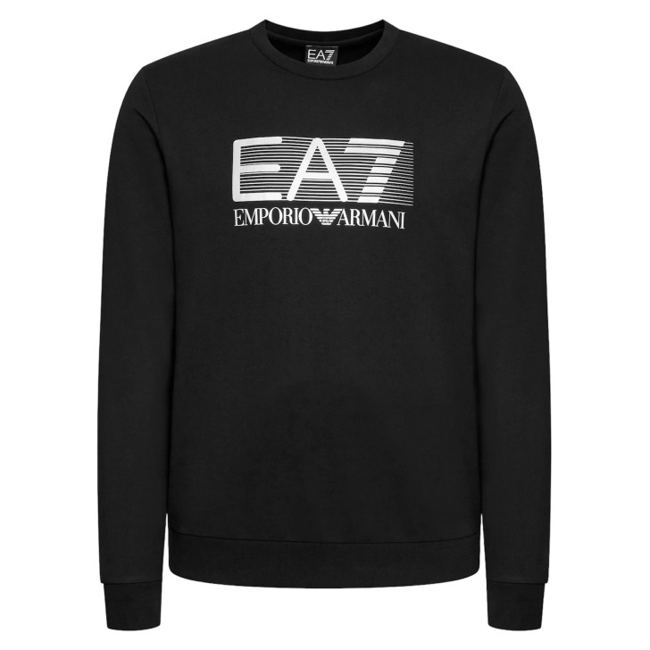 EA7 EMPORIO ARMANI FELPA NERA CON LOGO FRONTALE 