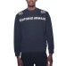 EMPORIO ARMANI SWEATSHIRT GIROCOLLO IN COTONE BLU NAVY CON MAXI LOGO LETTERING RICAMATO IVORY 