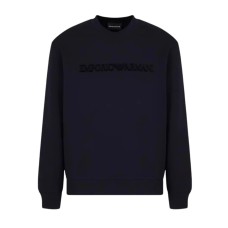 EMPORIO ARMANI SWEATSHIRT NAVY DA UOMO CON LOGO TONO SU TONO NELLA PARTE ANTERIORE 