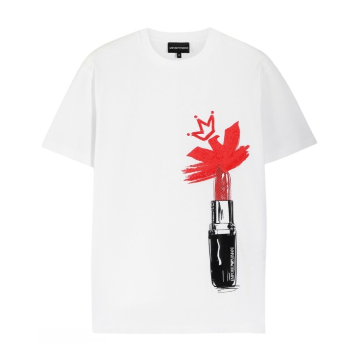 EMPORIO ARMANI T-SHIRT BIANCA LIPSTICK