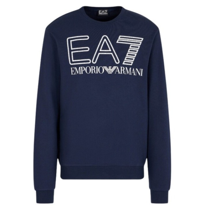 EA7 Emporio Armani felpa blu a girocollo da Uomo