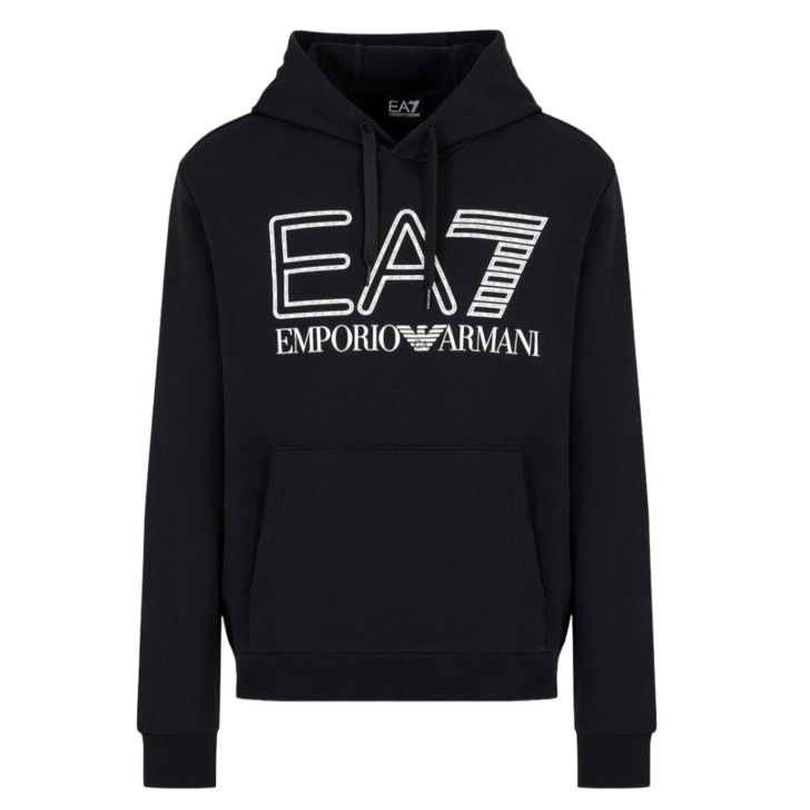 EA7 Emporio Armani felpa nera con cappuccio da Uomo