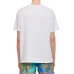 VERSACE JEANS COUTURE T-SHIRT IN JERSEY DI COTONE WHITE A MANICA CORTA CON MAXI STAMPA CENTERED VEMBLEM GOLD