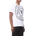 VERSACE JEANS COUTURE T-SHIRT IN JERSEY DI COTONE WHITE A MANICA CORTA CON MAXI STAMPA CENTERED VEMBLEM BLACK