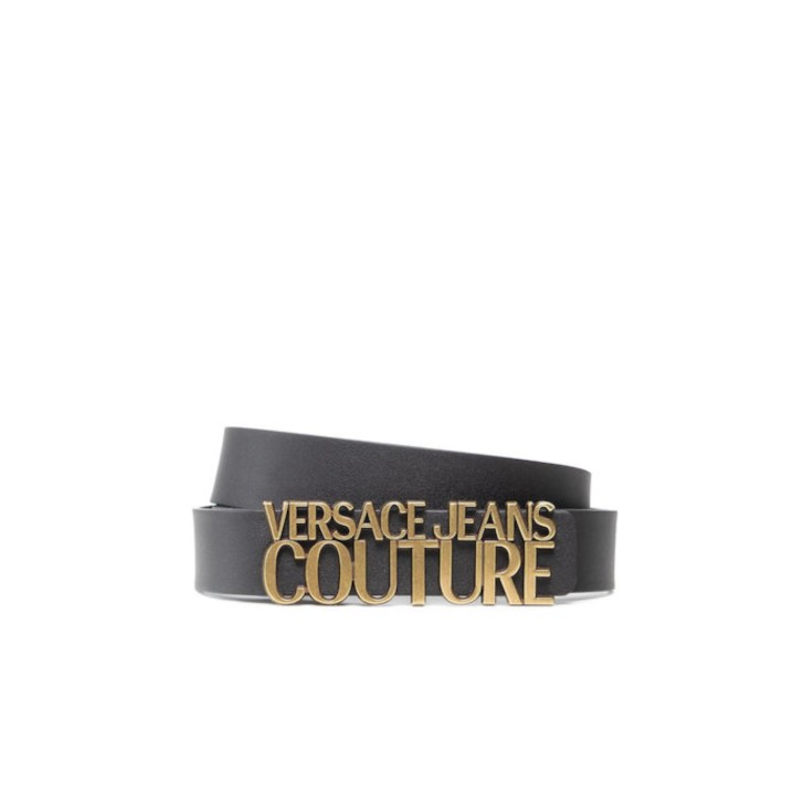 Versace Jeans Couture Cintura nera unisex con logo in metallo 