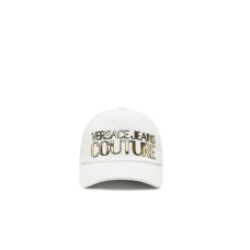 VERSACE JEANS COUTURE CAPPELLO BASEBALL UNISEX WHITE CON LOGO LETTERING GOLD