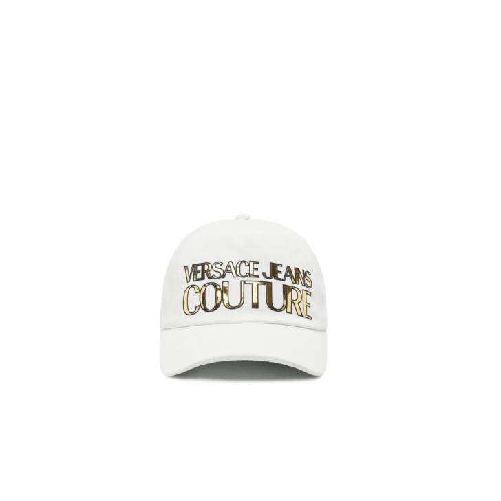 VERSACE JEANS COUTURE CAPPELLO BASEBALL UNISEX WHITE CON LOGO LETTERING GOLD