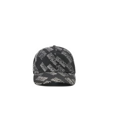 VERSACE JEANS COUTURE CAPPELLO BASEBALL IN NYLON BLACK UNISEX CON LOGO LETTERING ALL OVER WHITE 