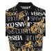 VERSACE JEANS COUTURE POLO IN COTONE A MANICA CORTA BLACK CON STAMPA BAROCCO ALL OVER