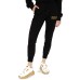 VERSACE JEANS COUTURE PANTALONE JOGGER BLACK DA DONNA CON LOGO LETTERING RICAMATO GOLD