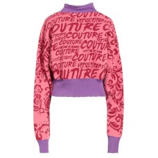 VERSACE JEANS COUTURE MAGLIONE DA DONNA ROSA CON LOGO ALL OVER 