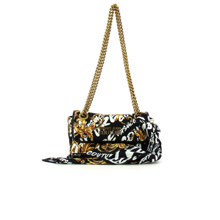 Versace Jeans Couture Borsa a spalla in nylon Nera con stampa Logo Space Couture 