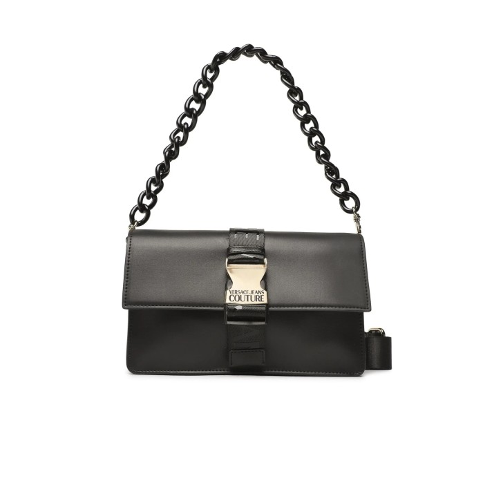 VERSACE JEANS COUTURE BORSA NERA A SPALLA CON TRACOLLA REGOLABILE ESTRAIBILE