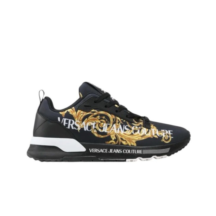 Versace Jeans Couture Sneakers Nera con stampa Logo Space Couture laterale