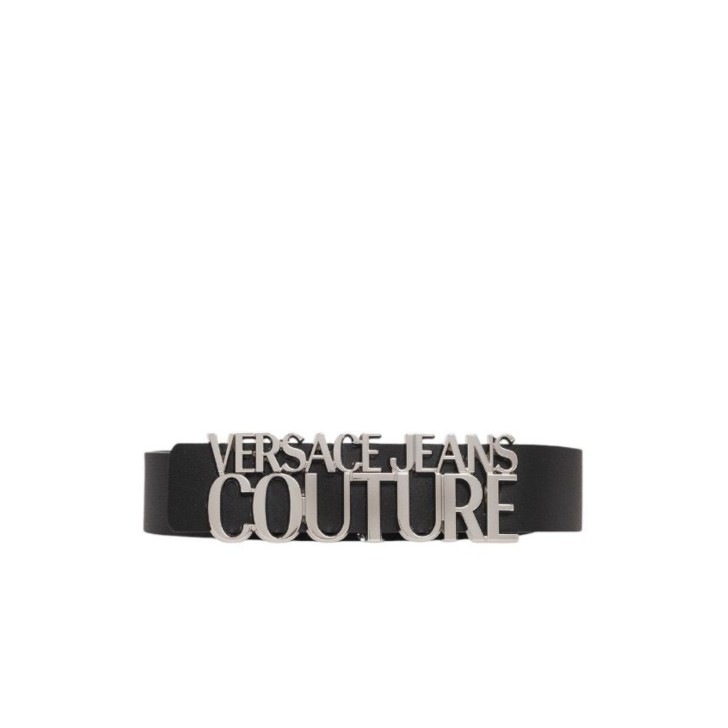 Versace Jeans Couture cintura unisex nera con logo in metallo 