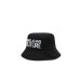 VERSACE JEANS COUTURE CAPPELLO ALLA PESCATORA UNISEX IN COTONE BLACK CON LOGO LETTERING RICAMATO WHITE