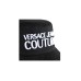 VERSACE JEANS COUTURE CAPPELLO ALLA PESCATORA UNISEX IN COTONE BLACK CON LOGO LETTERING RICAMATO WHITE