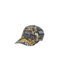 VERSACE JEANS COUTURE CAPPELLO BASEBALL UNISEX BLACK CON STAMPA BAROCCO ALL OVER