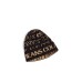 VERSACE JEANS COUTURE CAPPELLO UNISEX BLACK IN MISTO LANA CON LOGO LETTERING GOLD LUREX ALL OVER