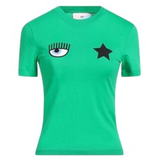 Chiara Ferragni t-shirt tinta unita con logo ricamato mezza manica