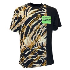 Just Cavalli T-shirt nera a maniche corte con logo lettering All Over 